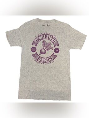 SCHRUTE FARMS T-Shirt Mens Small Beets B&B The Office Dwight Heather Gray